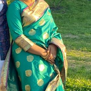 Green and purple saree